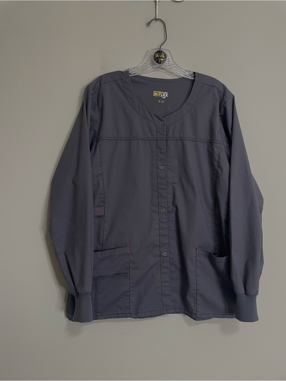Wonder Flex Professional Snap-Front Medical Scrub Jacket in‎ Gray Sz Small